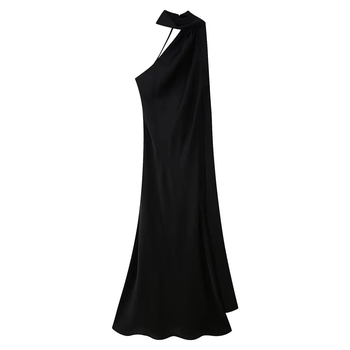 Satynowa Sukienka Halter Maxi z Odkrytymi Plecami – Wesele Studniówka Lato