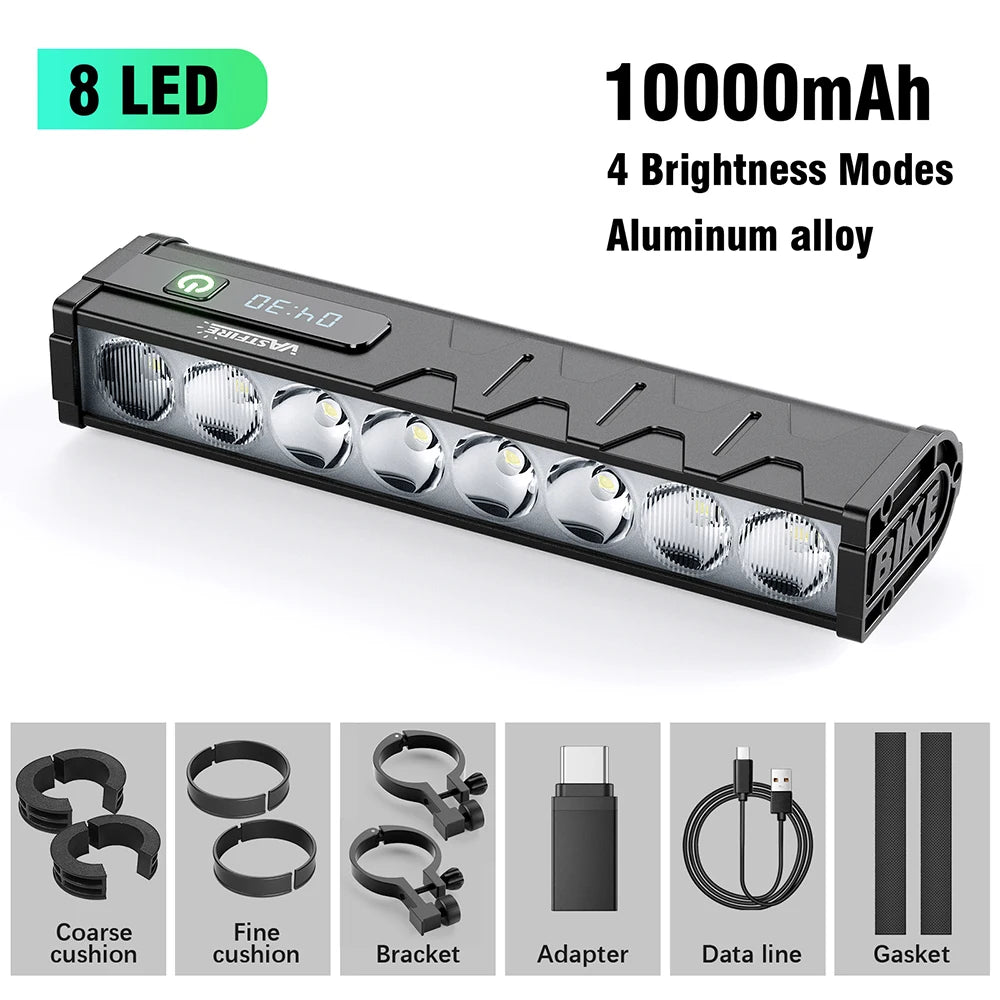 Bicycle Light Front 8/17LED 25500Lumen Bike Light 10000mAh Waterproof Flashlight USB Charging MTB Road Cycling Lamp Accessories