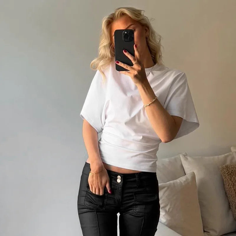 Szara Koszulka Crop Top Gorsetowa Damska – Casual Streetwear Wiosna Lato