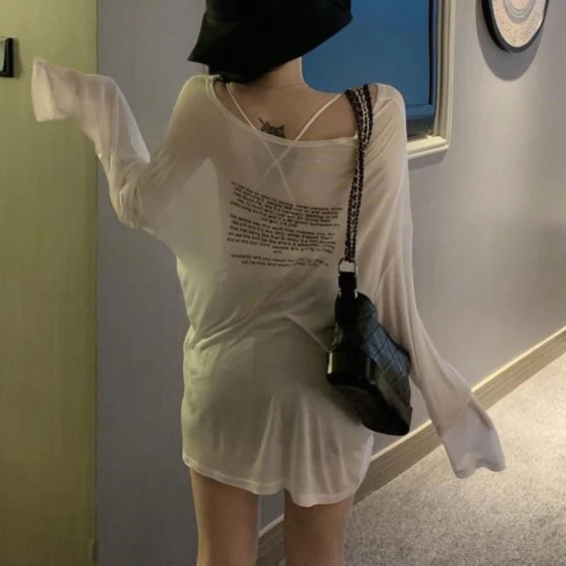 Loose T-shirts for Women Letter Pattern Simple Design Korean Style Summer Clothing Thin All-match Young Students Tops New Trendy