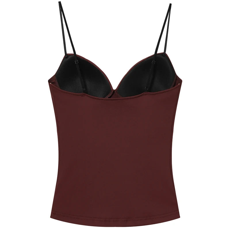 Bordowy Top Gorsetowy Damski Bustier – Elegancki Camisole z Odkrytymi Plecami