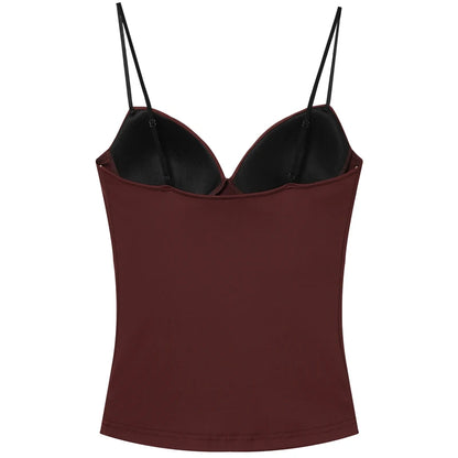 Bordowy Top Gorsetowy Damski Bustier – Elegancki Camisole z Odkrytymi Plecami