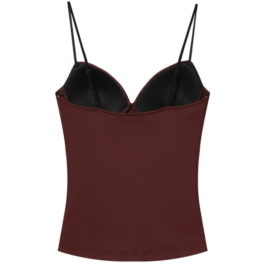 Bordowy Top Gorsetowy Damski Bustier – Elegancki Camisole z Odkrytymi Plecami