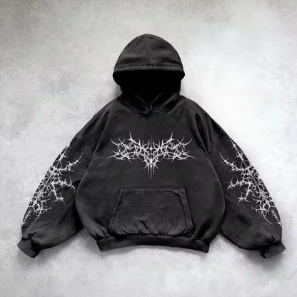Szara Bluza Dwustronna Oversize z Zamkiem Y2K Gothic – Korean Fashion Para