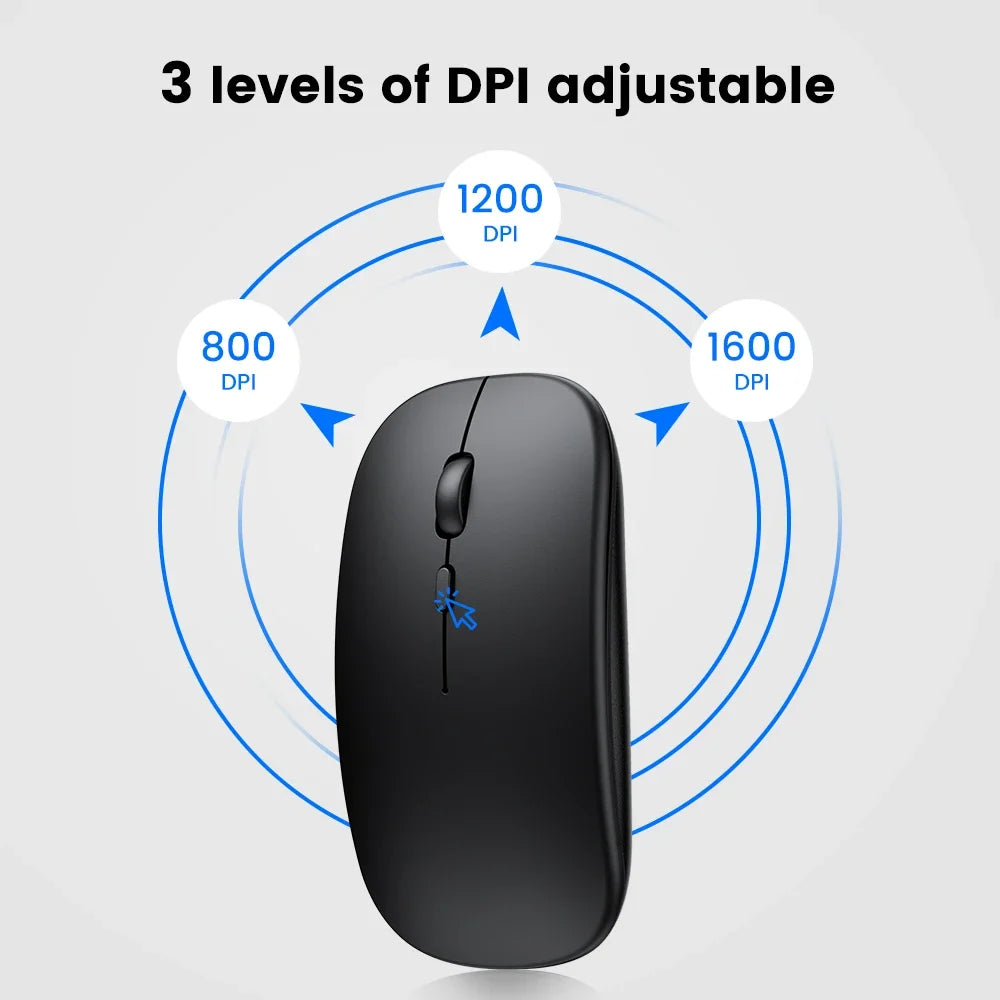 Mysz bezprzewodowa Bluetooth 2.4GHz cicha ładowana USB 1600 DPI