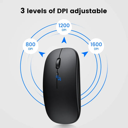 Mysz bezprzewodowa Bluetooth 2.4GHz cicha ładowana USB 1600 DPI