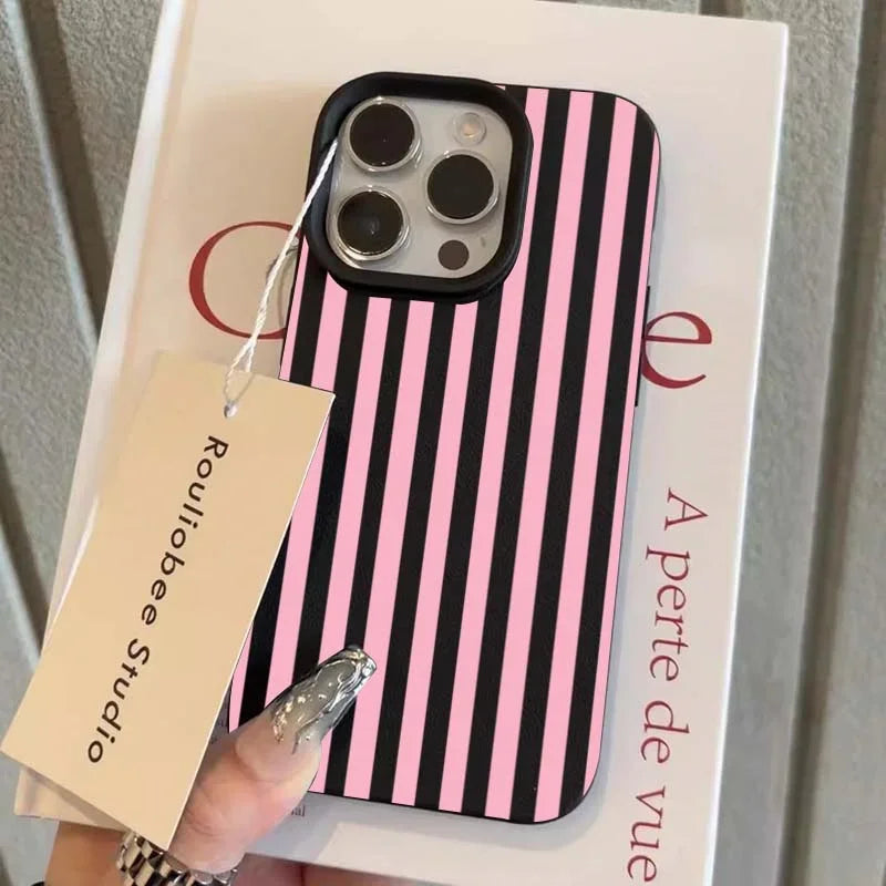 Kolorowe Etui w Paski do iPhone - Minimalistyczna Ochrona | Różne Modele