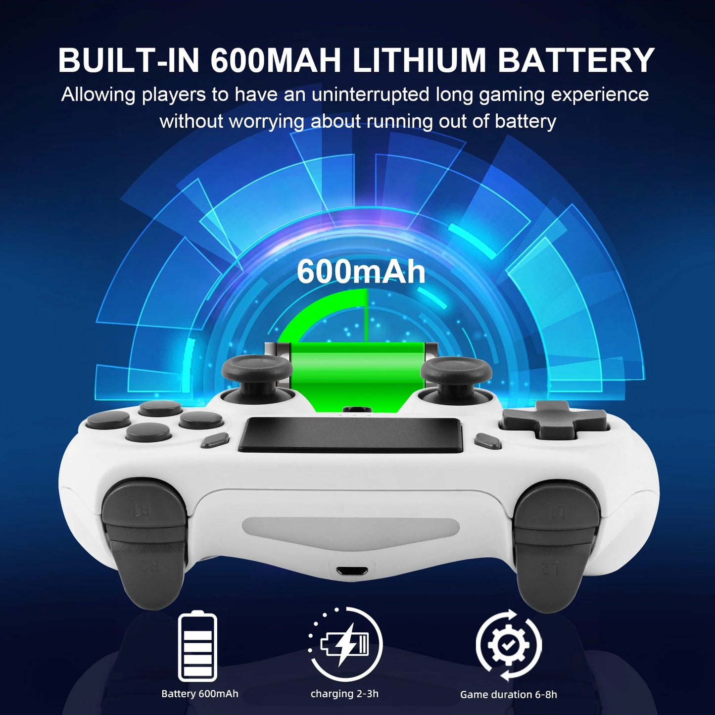 Pad bezprzewodowy GAMINJA P47 do PS4 PS3 PC – żyroskop 6-osiowy, touchpad, podwójne wibracje