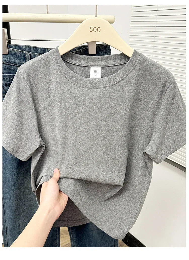2026 Summer New High Quality Casual T Shirt Sexy Short Sleeved Sleeves Fashion Trend Solid Women Clothing Y2k Tops