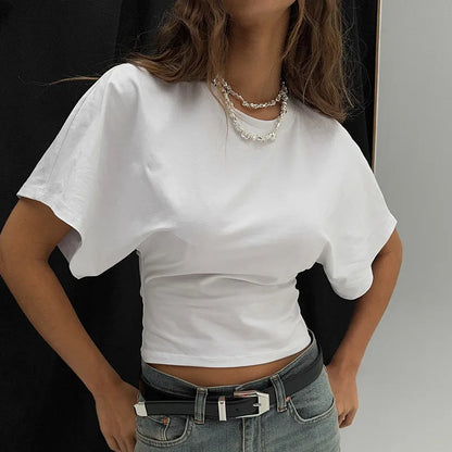 Szara Koszulka Crop Top Gorsetowa Damska – Casual Streetwear Wiosna Lato